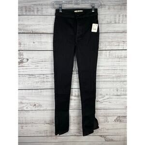 We the Free People Riley Slit Skinny Jeans Abyss Black 24 New High Rise Casual